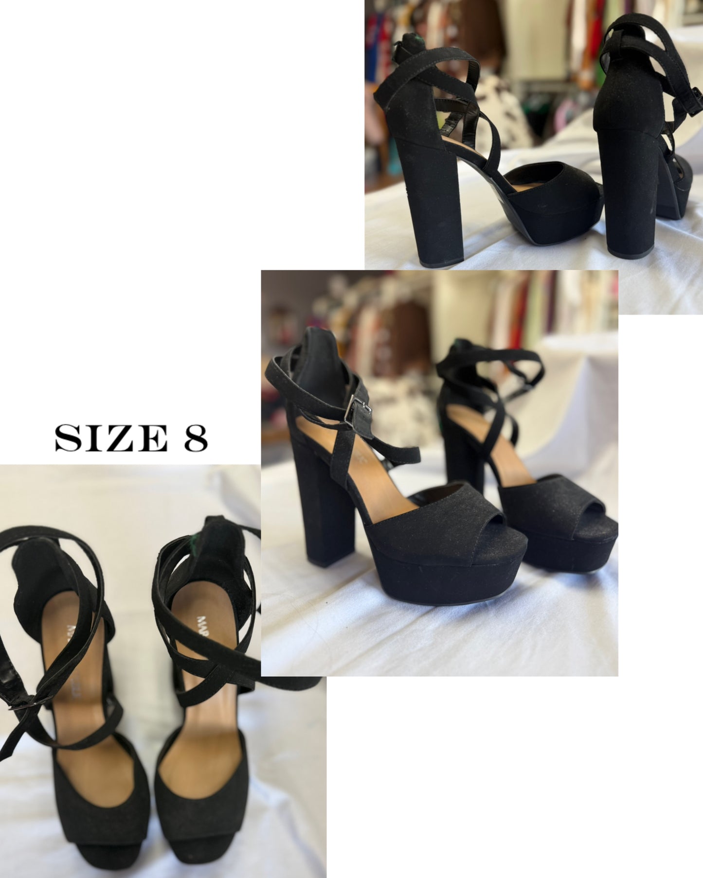 Chunky black heels