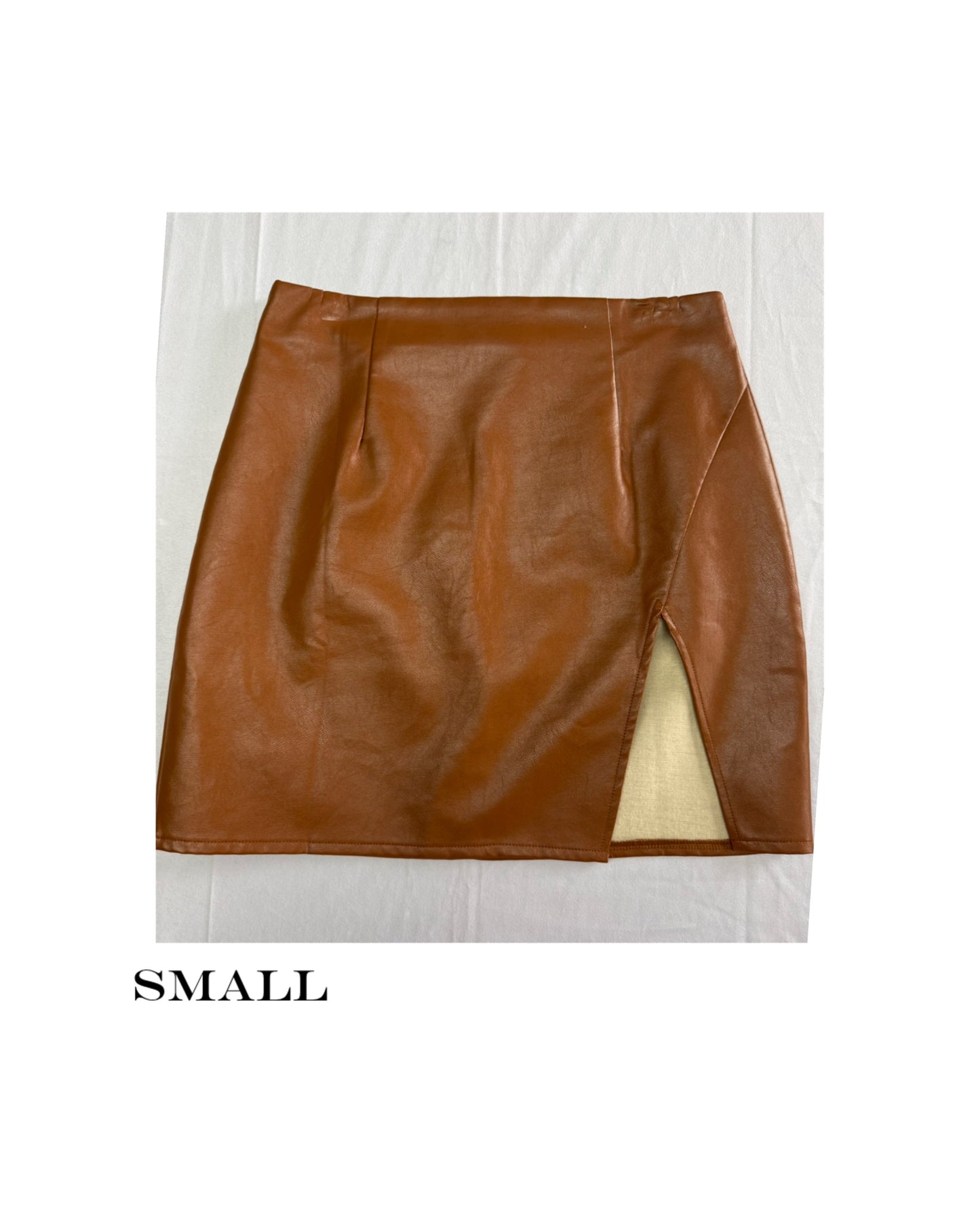 Brown leather skirt