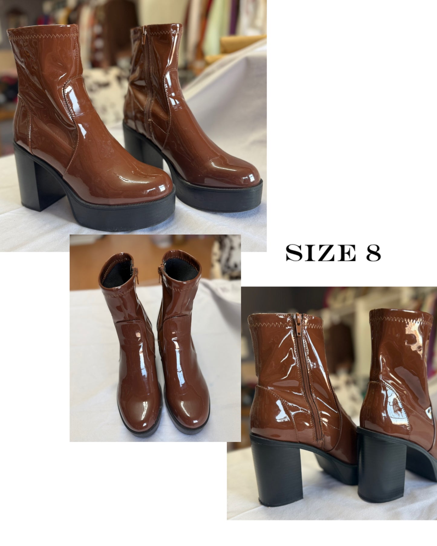 Brown leather booties