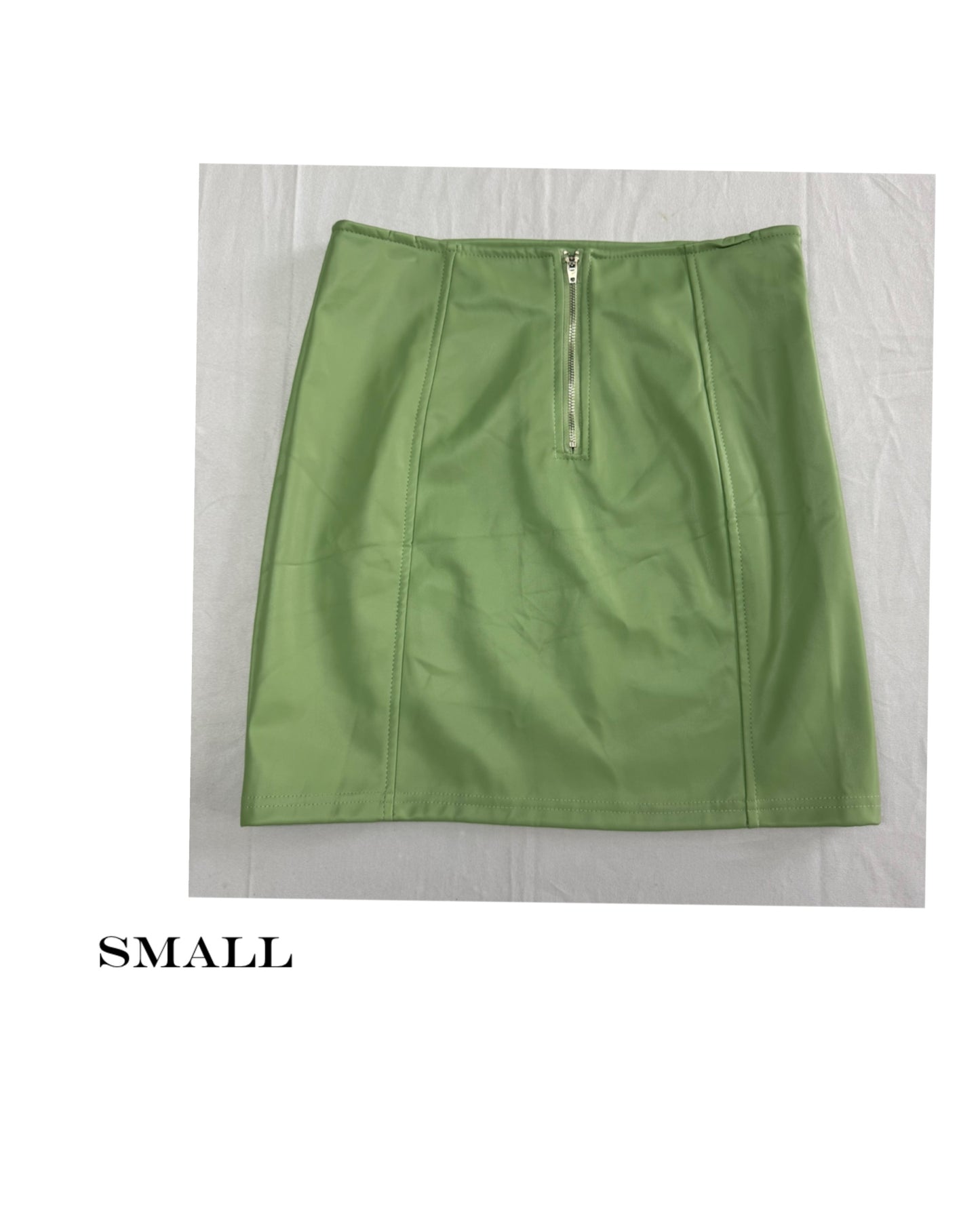 Green leather skirt