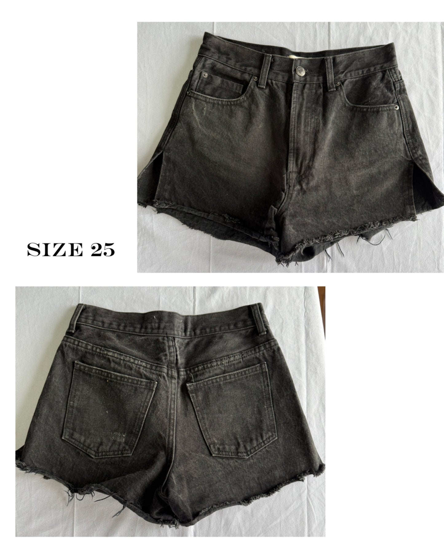 Black denim shorts
