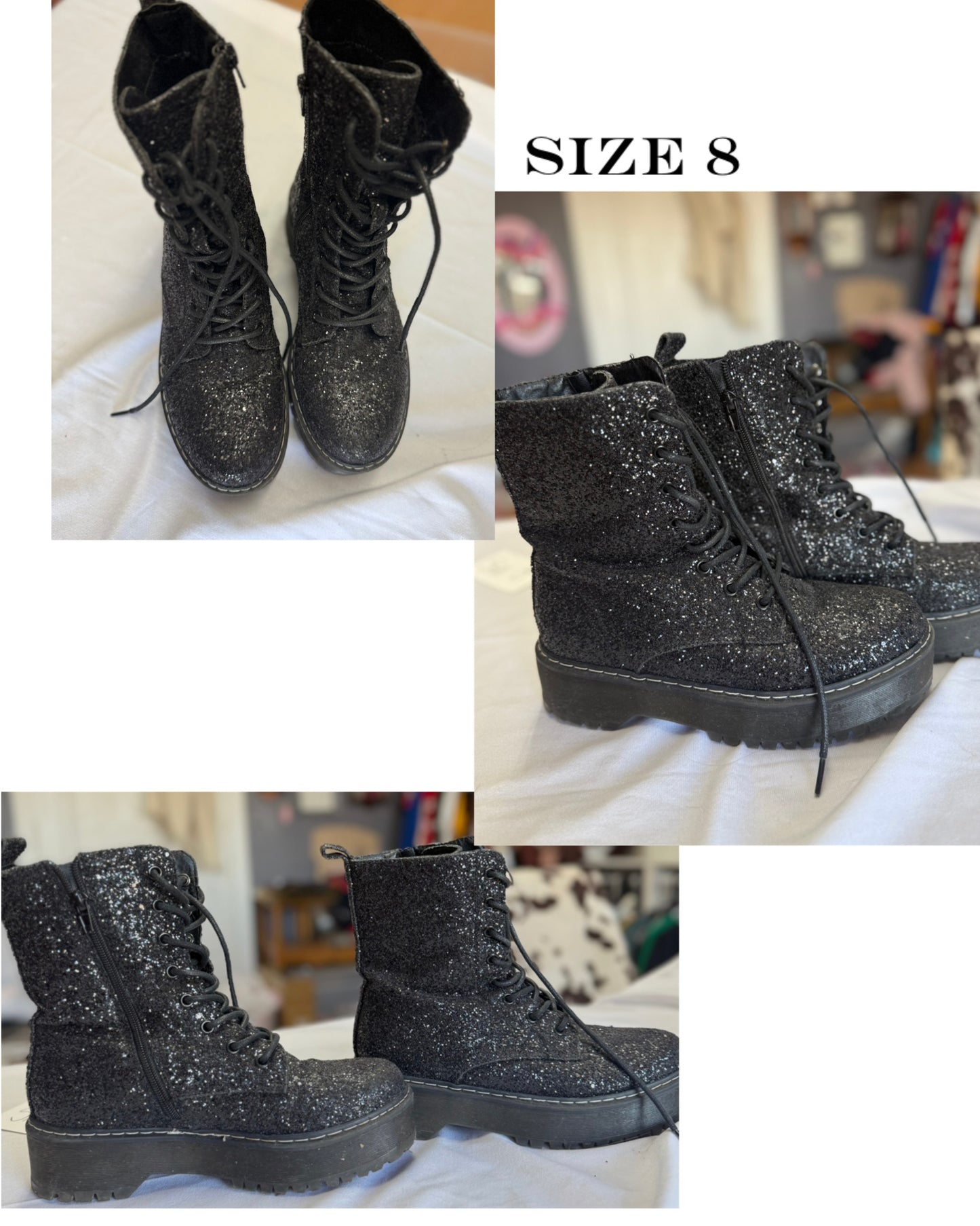 Sparkly combat boots