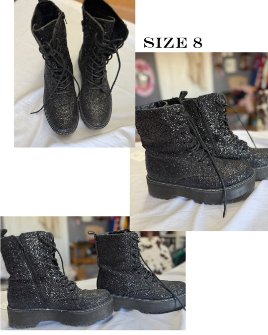 Sparkly combat boots