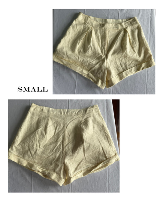 Cream linen shorts